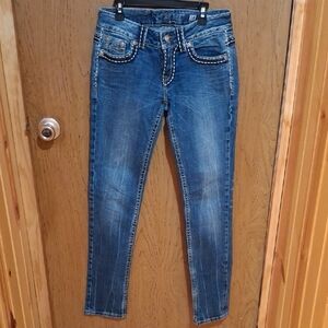 Miss Me Blue Skinny Jeans with Embellished Details